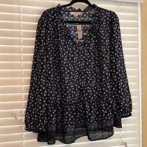 Navy floral printed LOFT blouse
